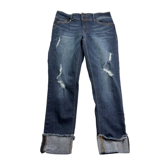 Astor Denim Juniors Distressed Cuffed Capri Jeans Size 9 - Picture 1 of 6